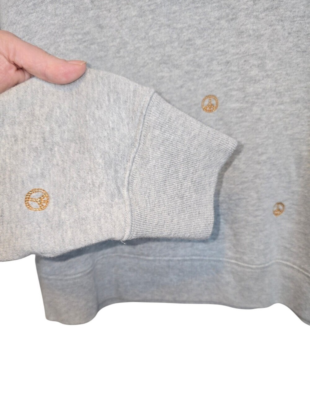 Rails Ramona Embroidered Peace Sign Crewneck Sweatshirt Heather Grey Size Large - Picture 6 of 11